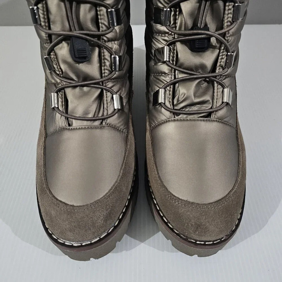 NEW Blondo Daylor Ankle Boot Sz 9.5 Taupe Nylon Suede Waterproof Lug Sole Puffy - Picture 5 of 15